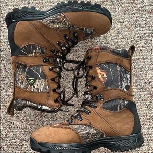 Brown and Black High-Top Boots with Rugged Sole